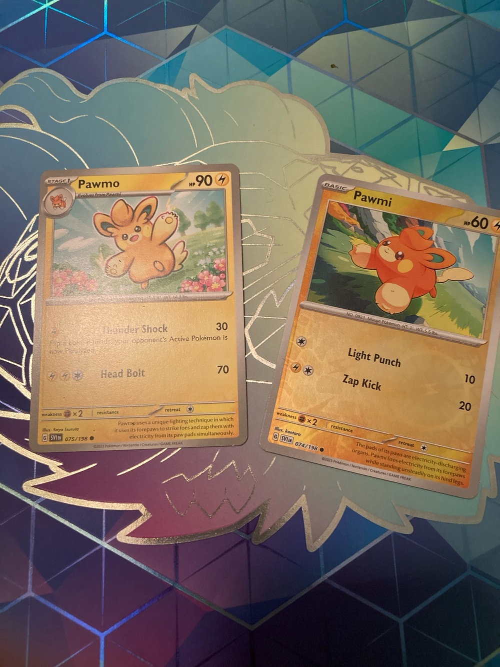 Pokemon Pawmo & Pawmi Yellow Electric Trading Cards Set